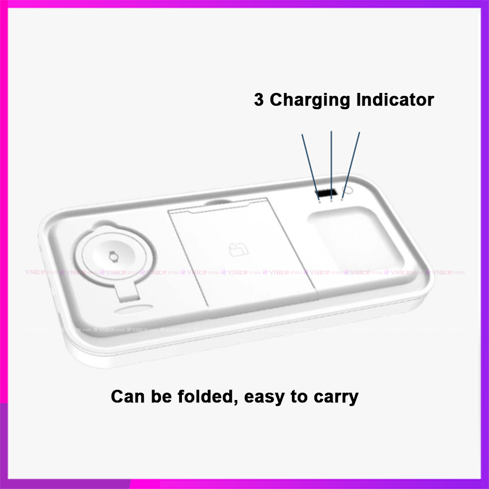 sạc không dây Wireless Charger Qi Certified Fast Charging Station Portable Foldable Charging Dock Compatible iPhone 12/11/11pro/X/XS/XR/Xs Max/8/8 Plus iWatch Series 6/5/4/3/2/1 Airpods Pro