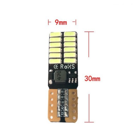 Đèn Led T10/W5W làm Demi/Xi nhan/Biển số, 24 chip smd 4014, Smart IC cực sáng