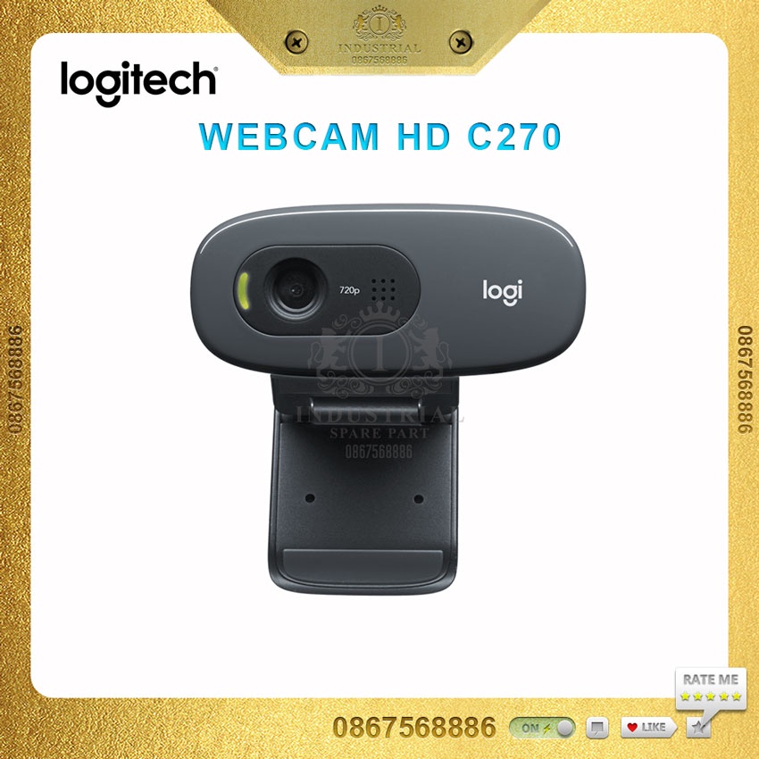 Webcam Logitech C270 HD Gọi Video, học online, họp trực tuyến, Webcam góc rộng với micro giảm tiếng ồn. Hàng chính hãng