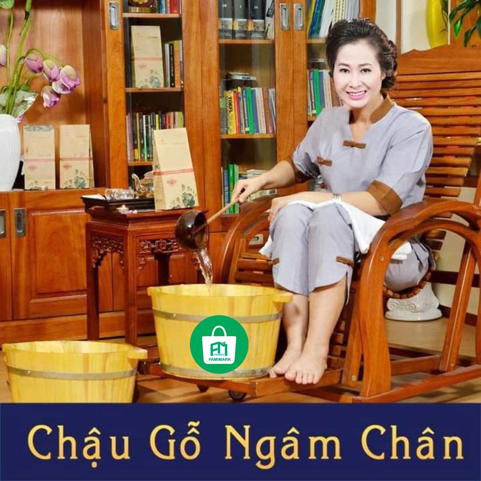 CHẬU GỖ NGÂM CHÂN CÓ HẠT KÈM NẮP | CHẬU NGÂM CHÂN Famimark.com