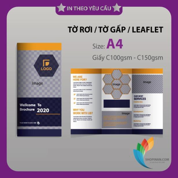 In Tờ rơi A4 (Leaflet A4): KT: 21cm x 29.7cm, Giấy Couche 100gsm/150gsm. In giá rẻ. #Shopinan