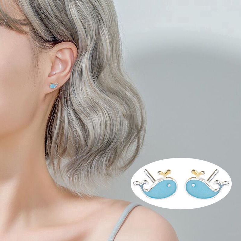 Cá Heo Bông Tai Stud Earrings Korean Style Whale Earring Women Fashion Jewelry Gifts