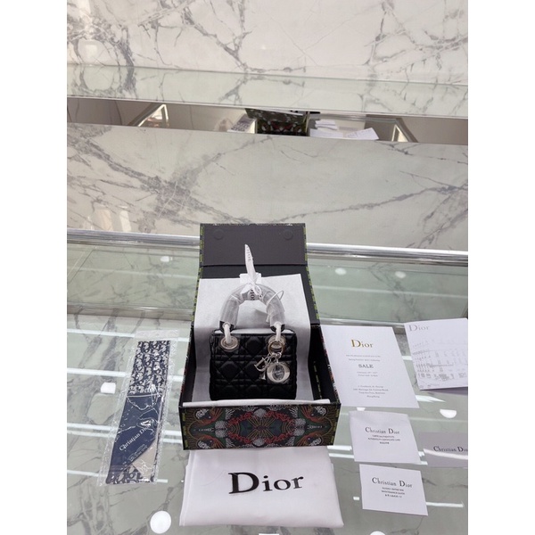 Túi xách Diỏr lady micro sz 12cm tag bạc chất da thật