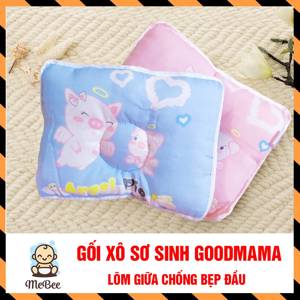 Gối xô sơ sinh Goodmama sợi tre lõm giữa, chống bẹp đầu cho bé