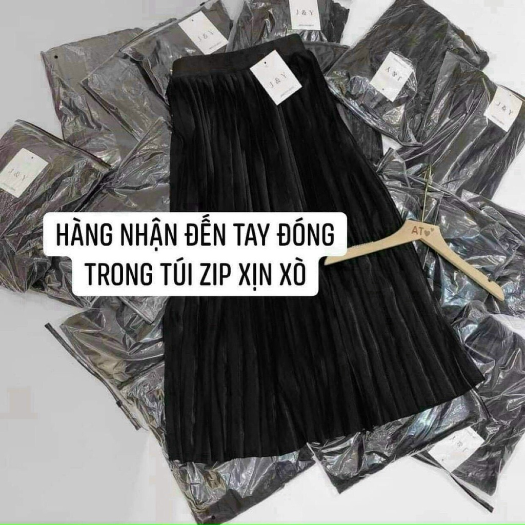 chân váy dài xếp ly hàng quảng châu