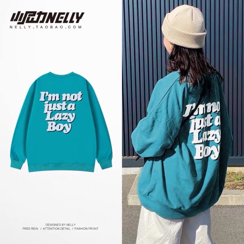 Áo sweater nelly heybig nỉ lót lông sale (có sẵn) justa lazy