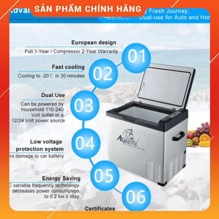 Tủ lạnh mini dùng trên xe hơi, ô tô và trong phòng thương hiệu cao cấp Alpicool C25 SM