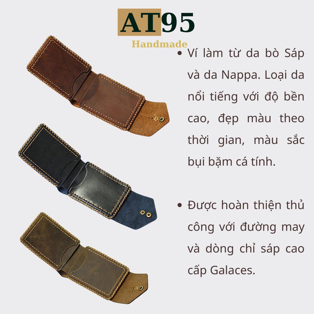 Ví nắp gập da bò thật Danny hàng thủ công thương hiệu AT95 HANDMADE