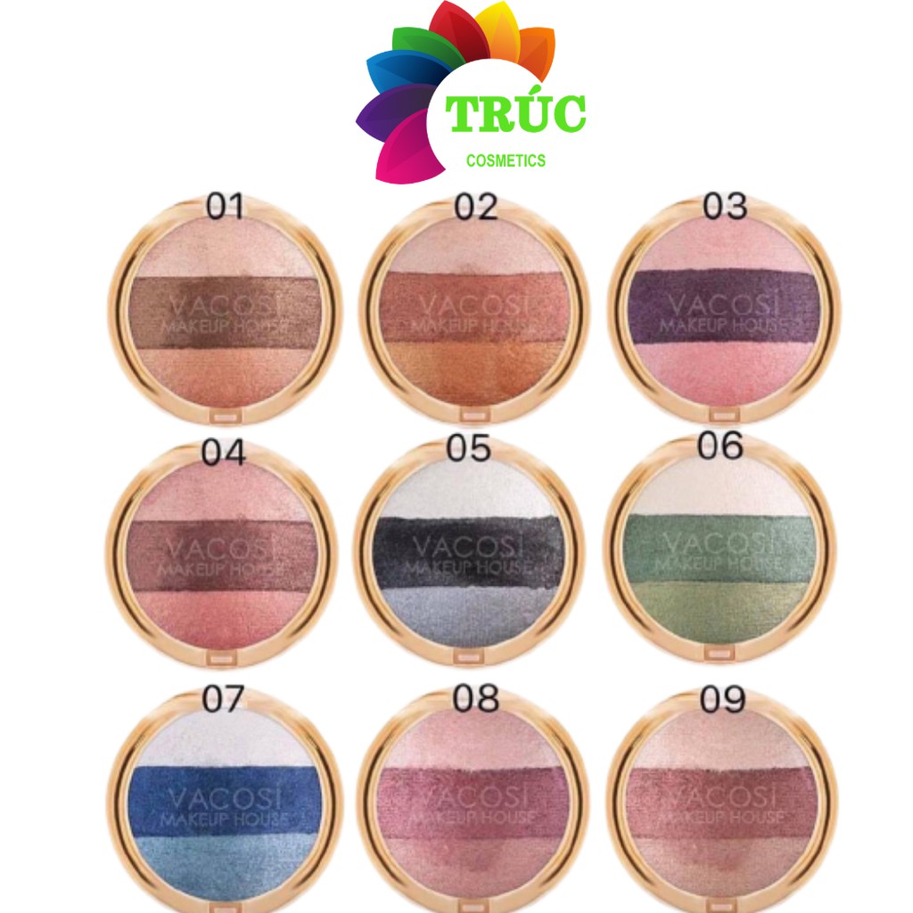 Phấn Mắt 3 Màu Hộp Tròn Vacosi Trio Eyeshadow 5g (9 Tone Màu)