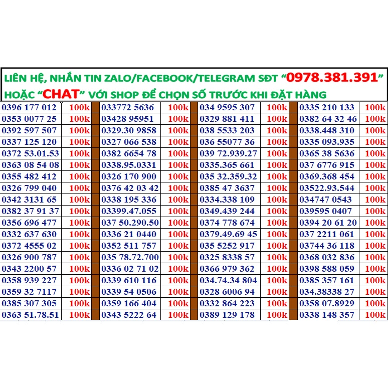 Sim số đẹp viettel giá rẻ đồng giá 100k - 120k