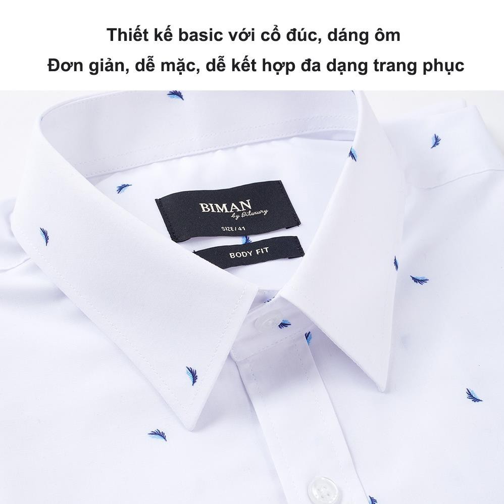 Áo sơ mi nam Biman by Biluxury 3SMDB23033 (tím) công sở vải kháng khuẩn cao cấp và trắng 4SMCH011TRT ་