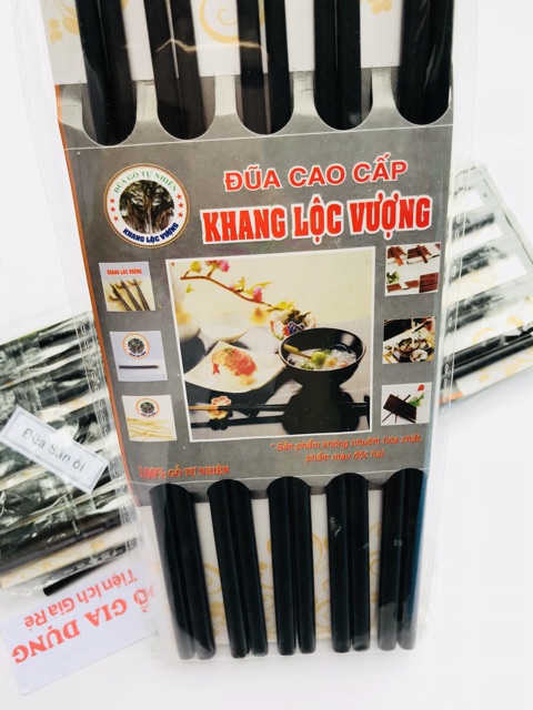 Đũa cao cấp Khang Lộc Vượng 100% gỗ tự nhiên (ảnh thật kèm video, màu đen)