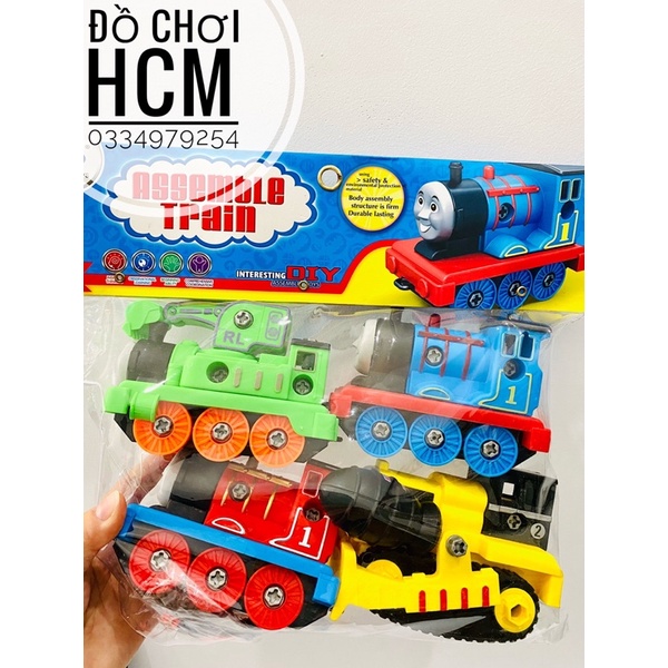 [LOẠI LỚN - LẮP RÁP] Túi đồ chơi lắp ghép đầu tàu xe lửa Thomas gồm 4 chếc kèm tua vít dành cho bé thích xe mô hình ô tô