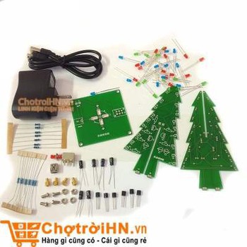 Bộ DIY CÂY THÔNG NOEL 3 MÀU + NGUỒN + CÁP NGUỒN+VỎ MICA