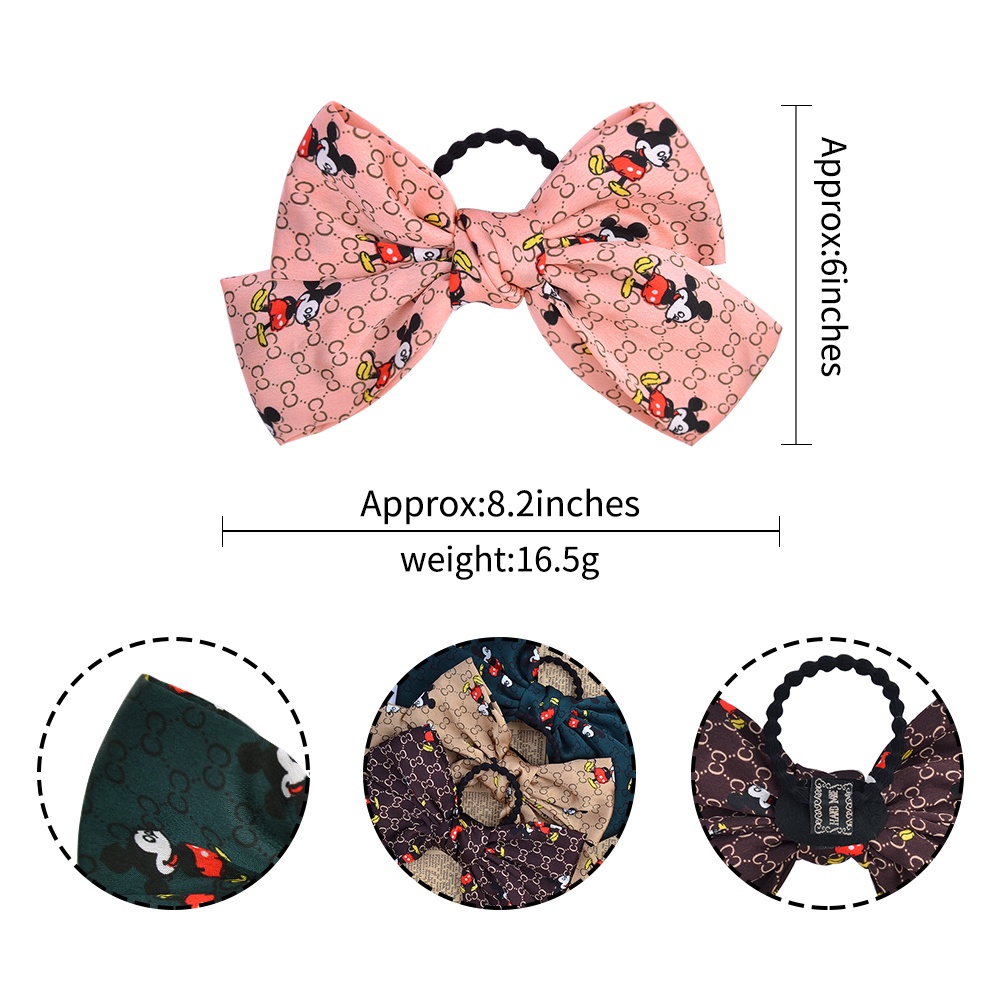 Dây Cột Tóc Hình Nơ Lớn Họa Tiết Chuột Mickey Thời Trang Cho Nữ
