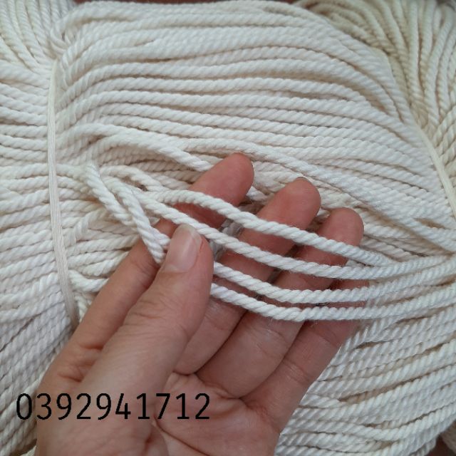 Sỉ 10kg dây macrame, dây thừng, dây cotton_ Màu ngà + kem( 3mm, 4mm, 5mm, 7mm, 10mm)