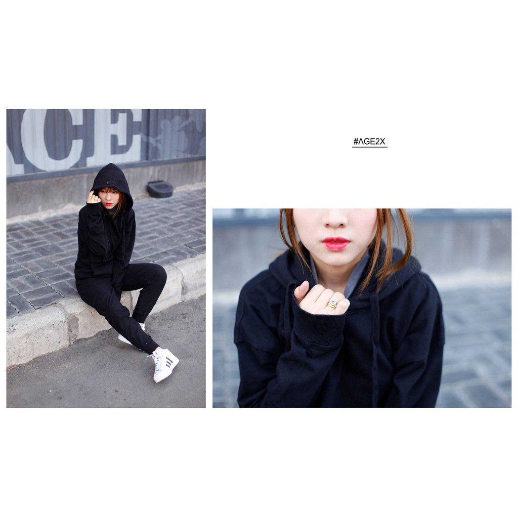 Hoddie nỉ bông đen trơn unisex - Khoác nỉ chui đầu đen basic có nón ( Ảnh thật + Video ) | BigBuy360 - bigbuy360.vn