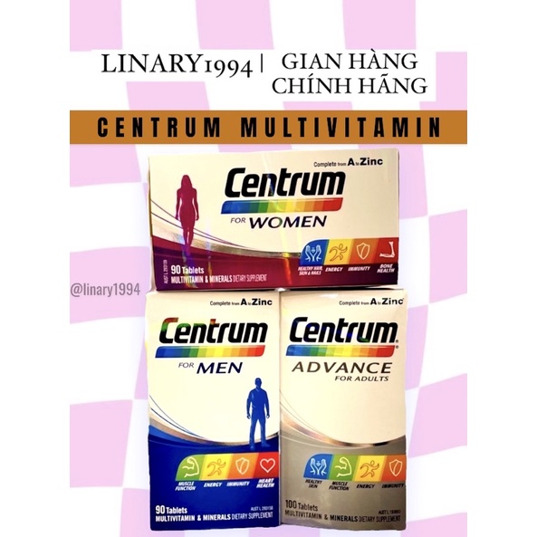 Vitamin tổng hợp Centrum Advance/Women/Men