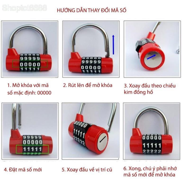 Khóa số chống trộm móc khóa dài JL115, loại 5 số có thể thay đổi được mã số