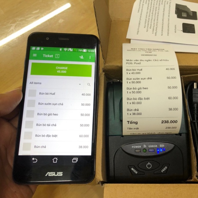 Máy in Bill VPOS + Phần mềm bán hàng chạy trên Android