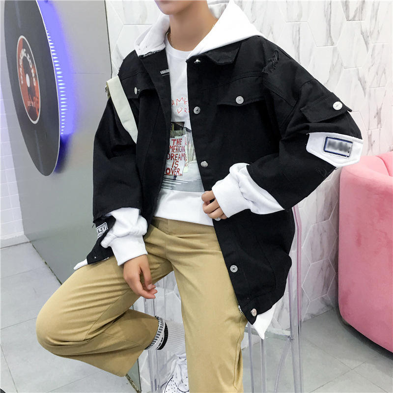 Men's coats men's coats men jackets fashion casual sportswear pink denim jacket new style spring and autumn Men's jacket Men's jacket wide fashion Korean style