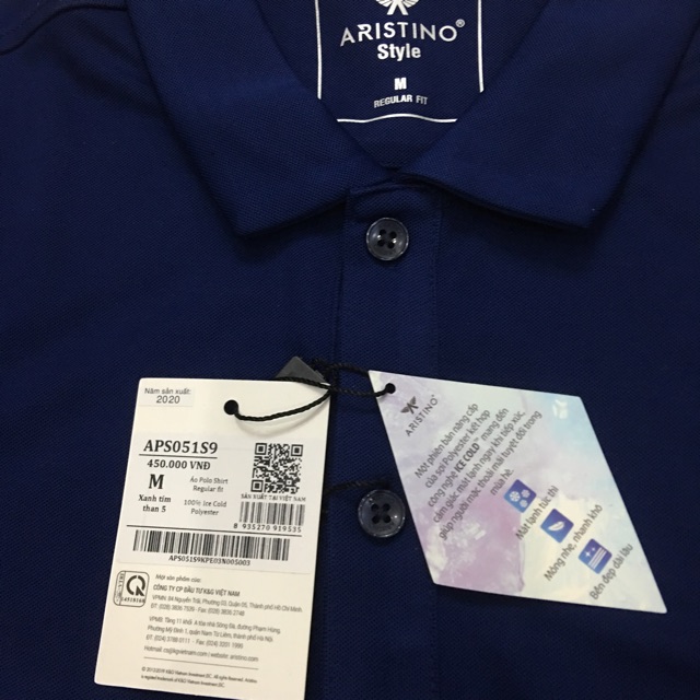 Áo polo nam ARISTINO Aps051s9 form rộng màu tím than  size S(55-63 KG)