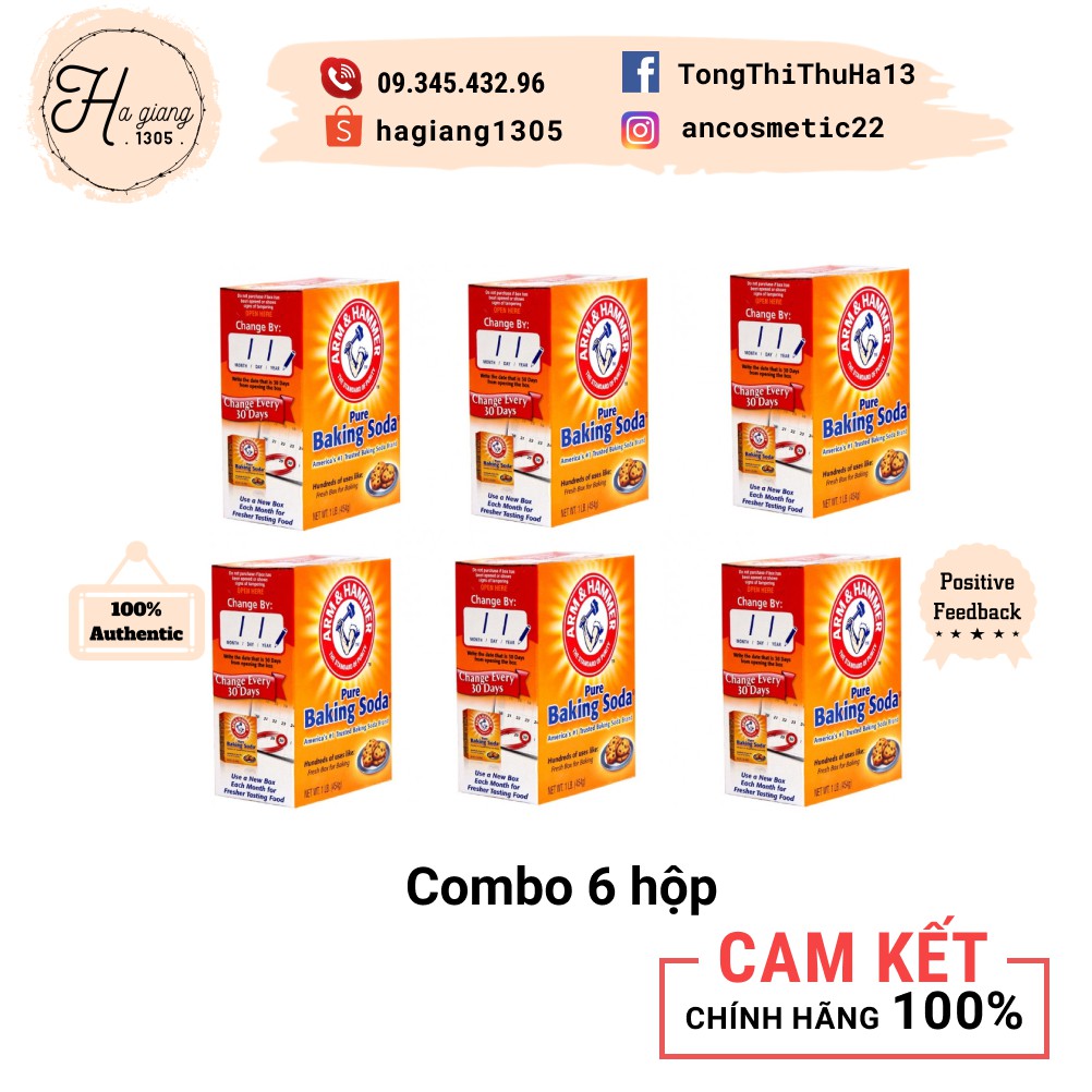 Combo 6 hộp Baking Soda Mỹ đa năng 454g 1 hộp