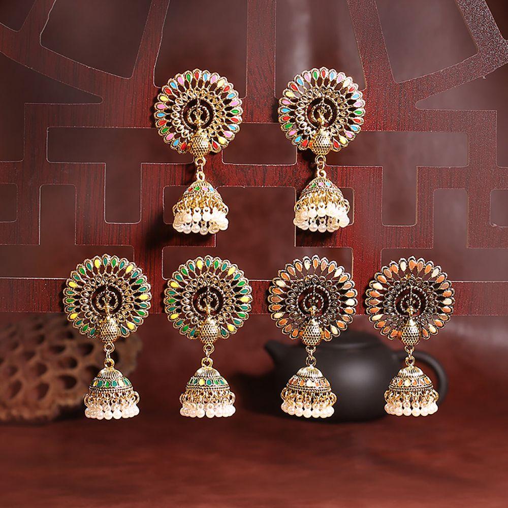 Bông Tai Hình Chim Công Bằng Hợp Kim Phối Tua Rua Phong Cách Bohemian Đơn Giản Sáng Tạo WMES15H Dành Cho Bạn Gái