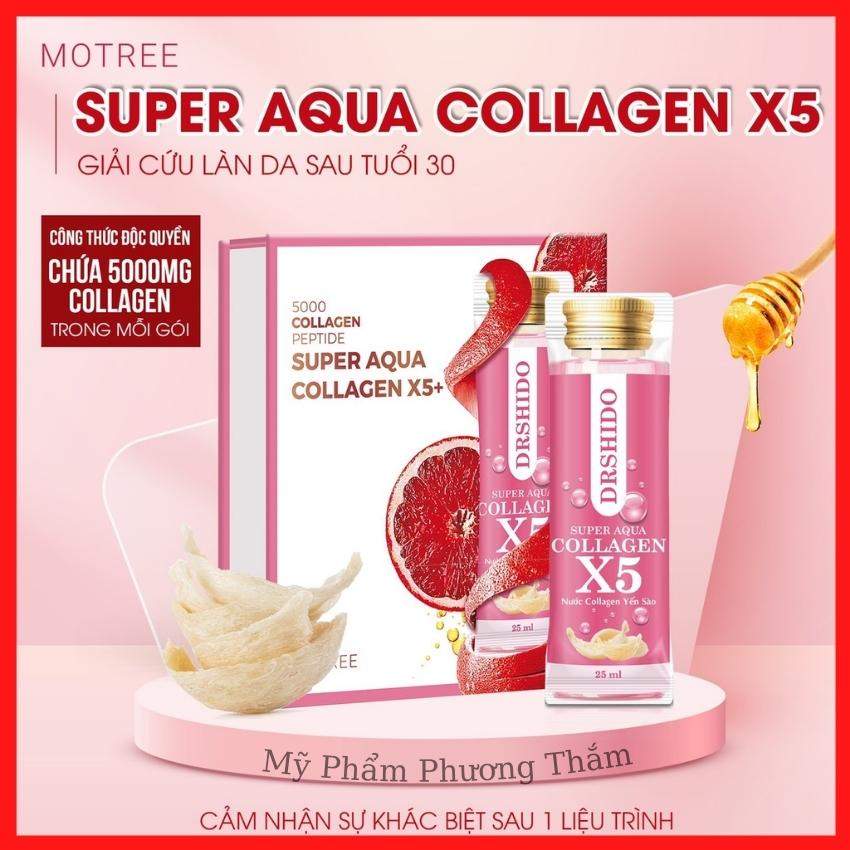 Nước uống Collagen Yến sào COLLAGEN X5 SUPER AQUA DR SHIDO Nhật Bản mờ nám dưỡng da trắng hồng Hộp 14 gói