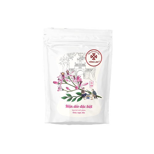 Ô mai (xí muội) mận dẻo đặc biệt Hồng Lam, dạng hộp (200gr, 300gr, 500gr), túi zip (100gr). Có vị chua, ngọt dẻo