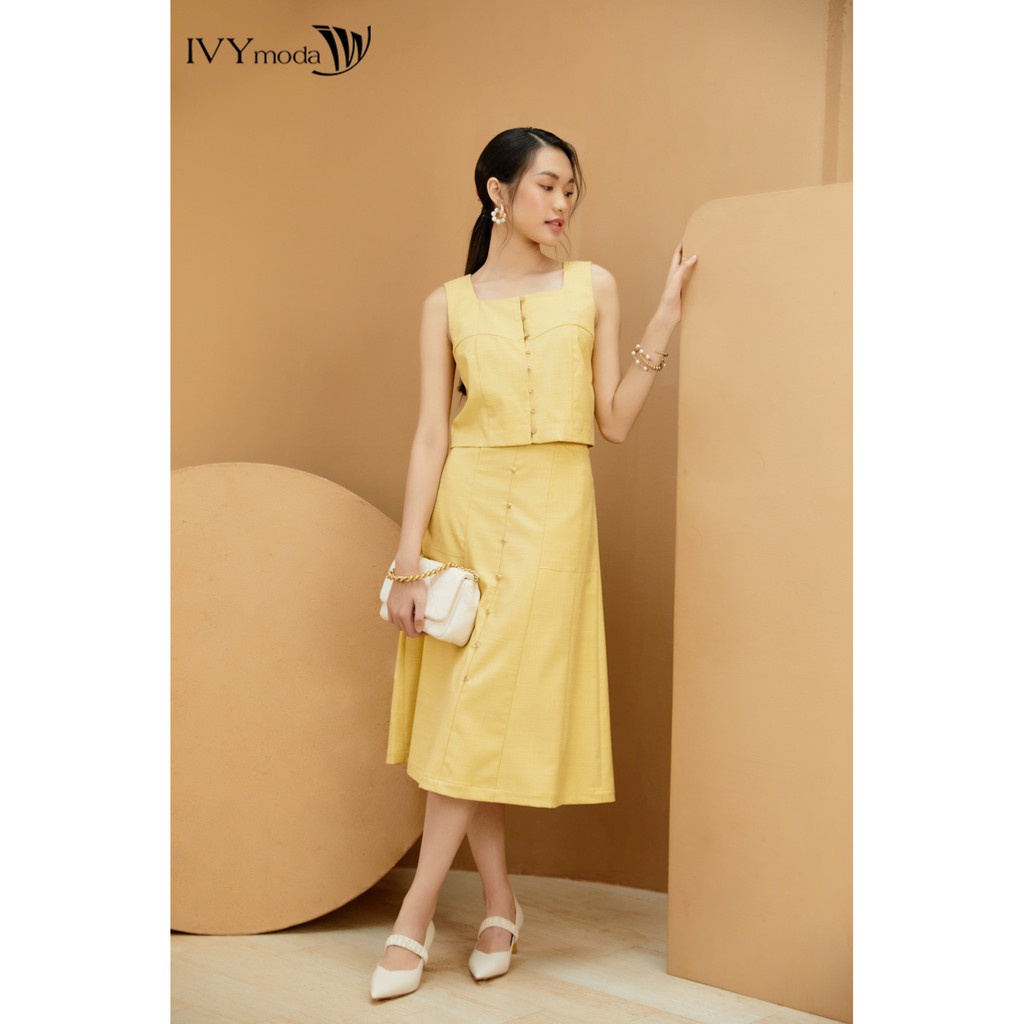 [NHẬP WABRTL5 GIẢM 10% TỐI ĐA 50K ĐH 250K ]Áo croptop nữ cổ vuông IVY moda MS 15B8628