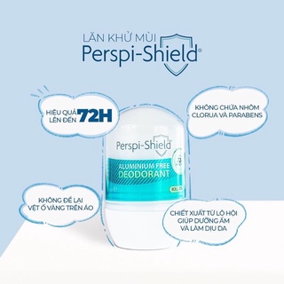 Lăn khử mùi, mồ hôi 72h không chứa muối nhôm Perspi-Shield 72h Aluminium Free Deodorant 50ml