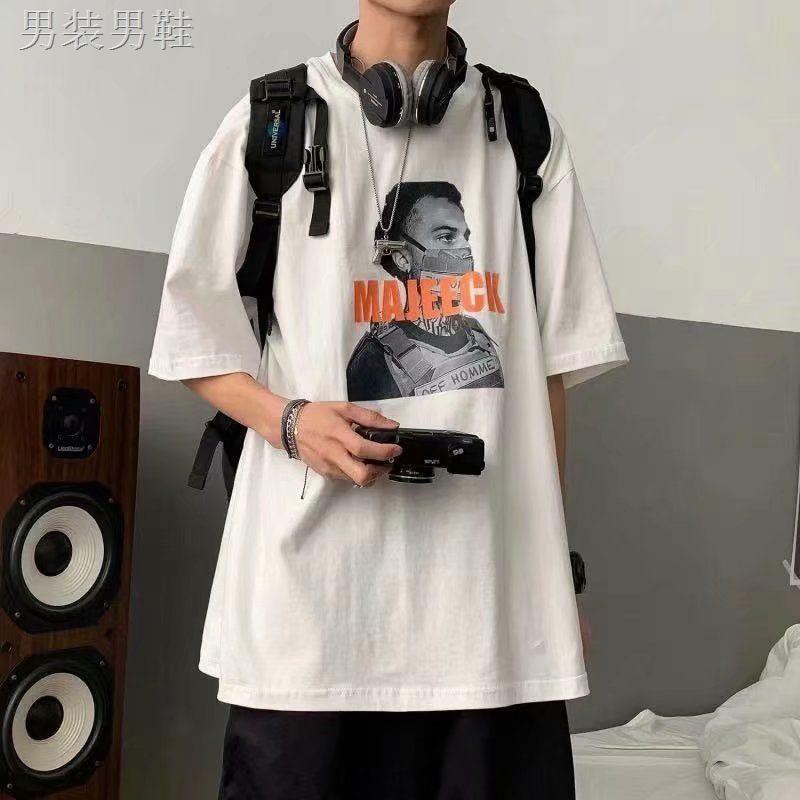 ✈✷Xiao Nili 2021 mới của nam giới áo thun ngắn tay thủy triều thương hiệu xu hướng mùa hè áo sơ mi nam nửa dưới tay áo t