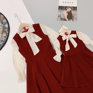 bán sỉ set váy đỏ mẹ con