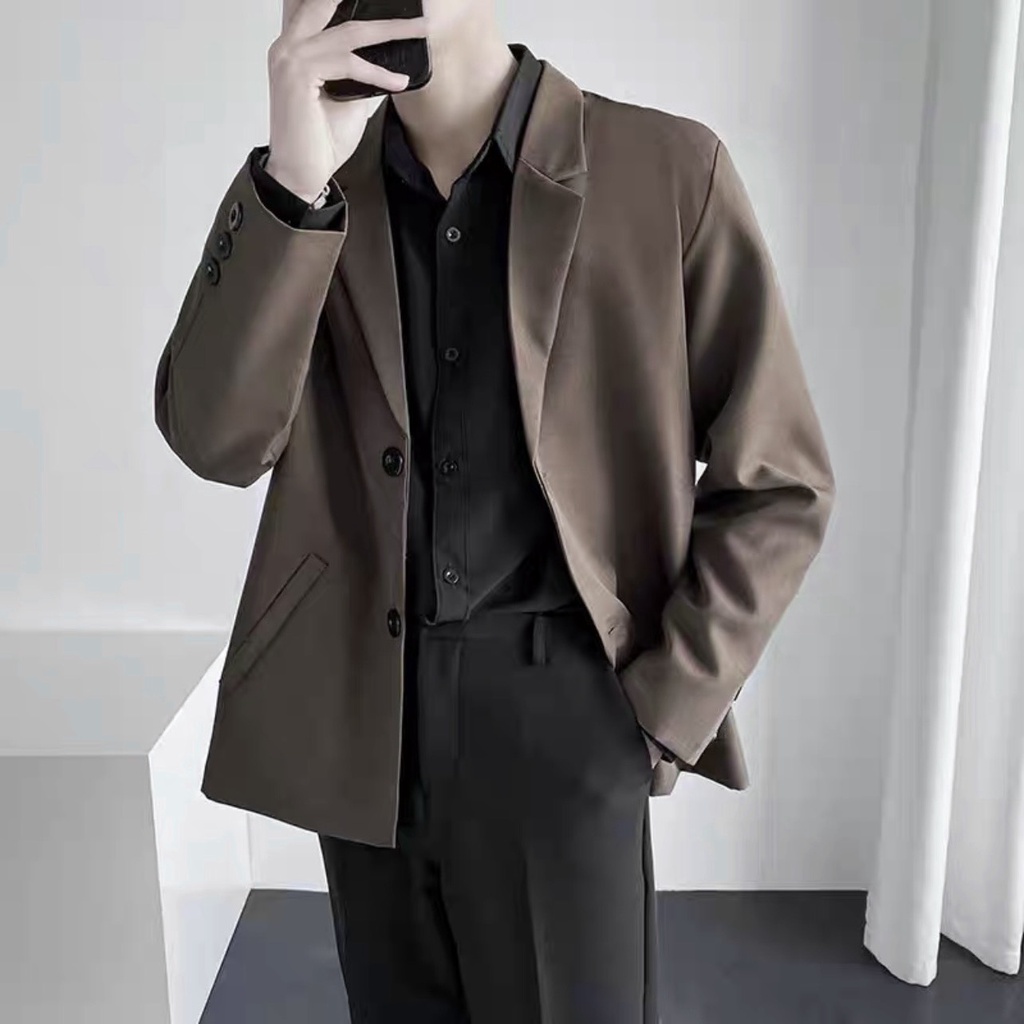 Áo khoác Blazer Nam Form rộng dài tay unisex basic cổ Vest cao cấp ,hợp mọi thời đại, phong cách Hàn Quốc, Vest | BigBuy360 - bigbuy360.vn