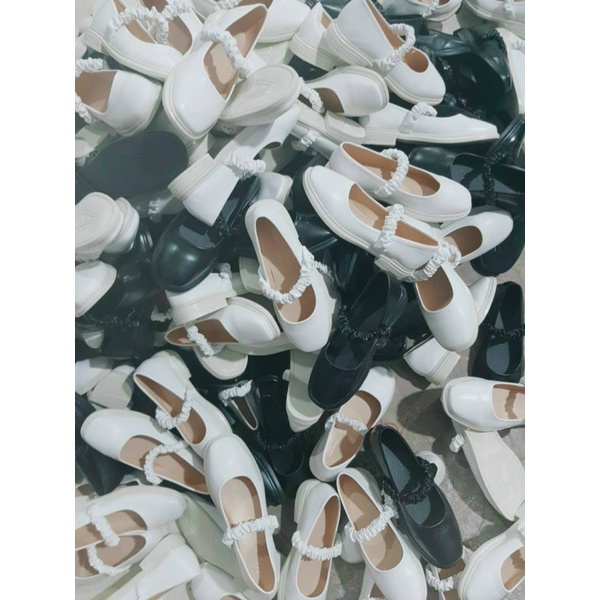 [XẢ RẺ] Giày lolita mũi vuông, Giày doc nữ da lì quai nhún đẹp kèm ảnh thật