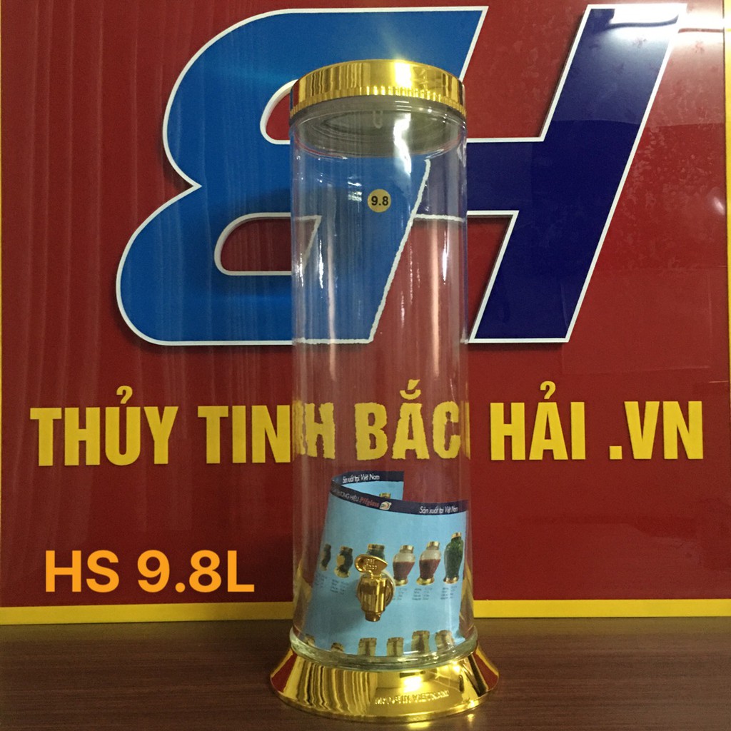 Bình Thủy Tinh Và Hũ Thủy Tinh Ngâm Rượu Cao Cấp SX tại Việt Nam Bình Ngâm Hình Trụ 9.8Lít - Thủy Tinh Bắc Hải Mã