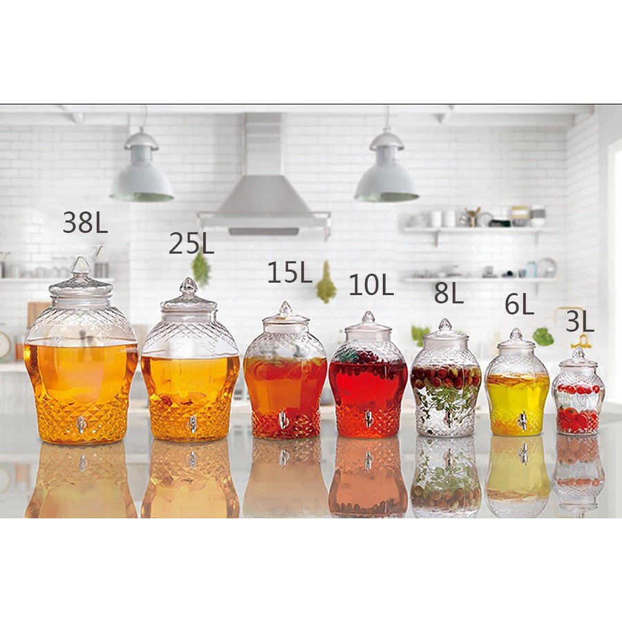 Bình thủy tinh 8833 (bình quả trám) dung tích 3 lít có vòi rót