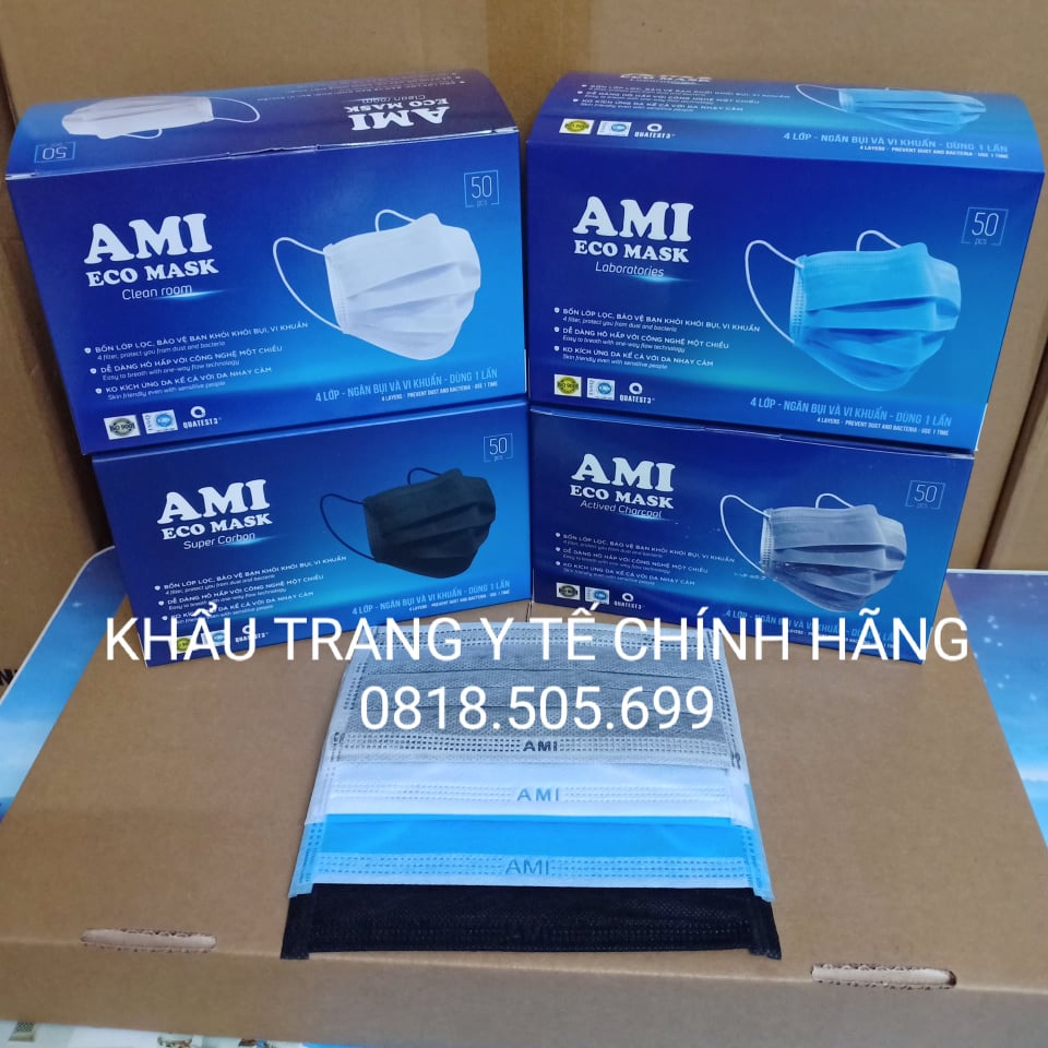 Khẩu trang y tế 4 lớp chuẩn hiệu AMI (Hộp 50 cái)