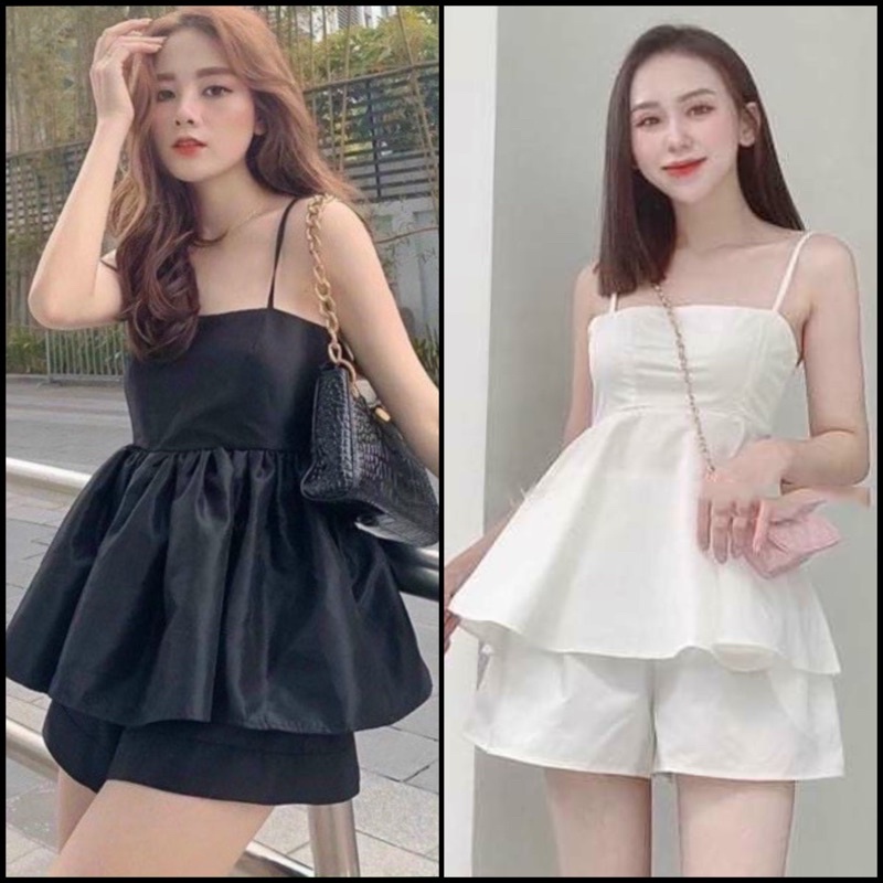 A13 Set 2 Dây Form Áo BabyDoll Gồm: Áo Hai Dây và Quần (Ảnh thật ở cuối)