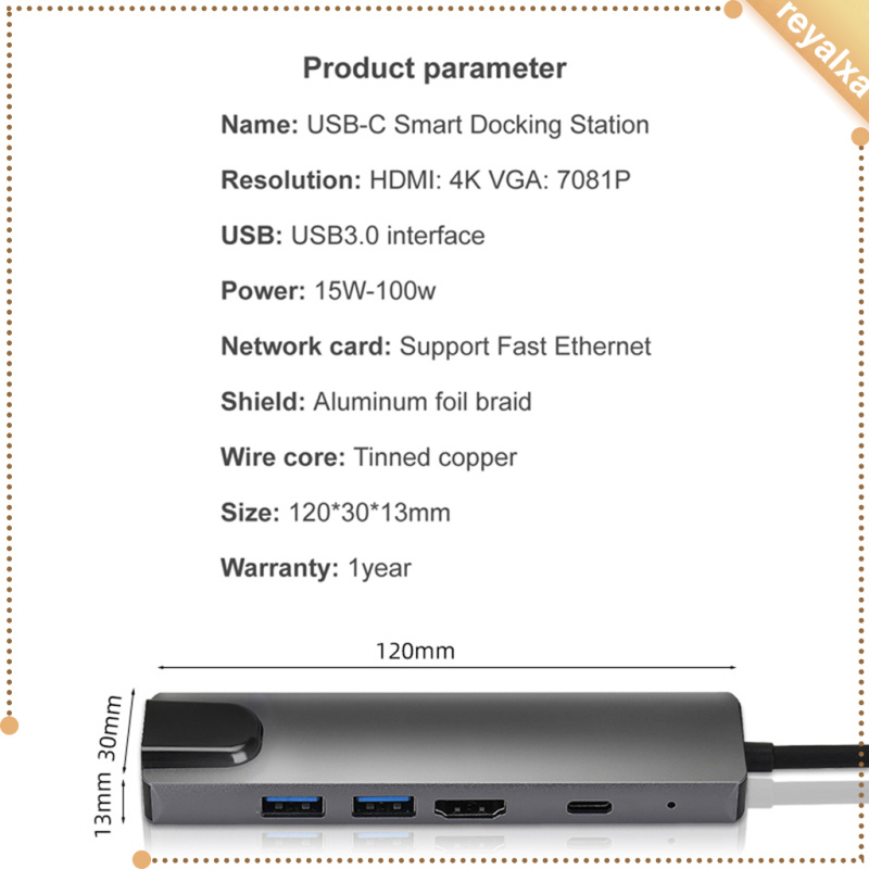 Bộ Chia Cổng Usb Type C 5 Trong 1 Rj-45 Lan 4k Hdmi 2 Usb 3.0 Pd | BigBuy360 - bigbuy360.vn