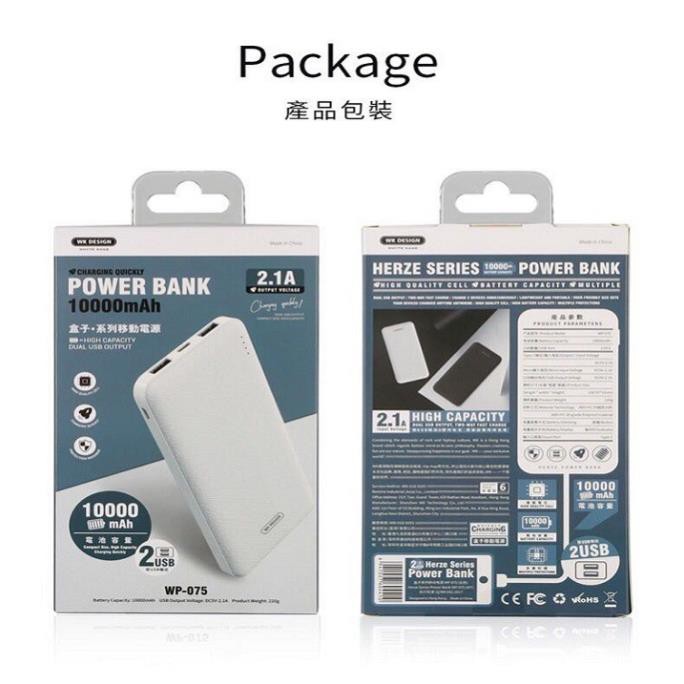 Pin Sạc Dự Phòng Chính Hãng WK Design 10000mAh  Model WP-075 siêu bền