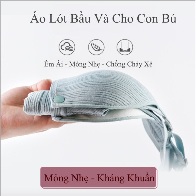 Áo lót bầu và cho con bú sau sinh chống chảy xệ có cúc bấm trước, không gọng, đồ lót bầu - AL11