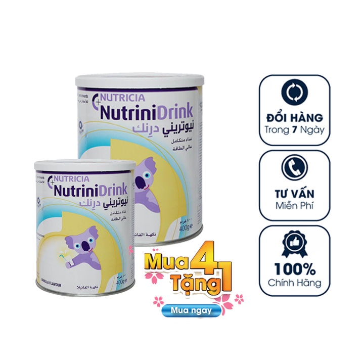 Combo 05 Lon Sữa Bột Nutricia Nutrinidrink Khối Lượng 400gram Date T2-2022 Vị Vani