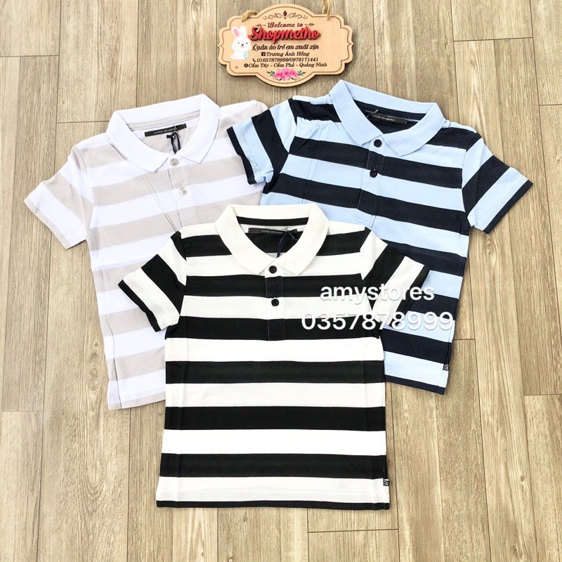 Áo thun cổ polo bé trai chất cotton mềm thoáng mát xuất xịn