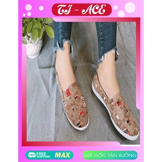 Giày lười jean họa tiết💥freeship💥 áo kiểu nữ công sở