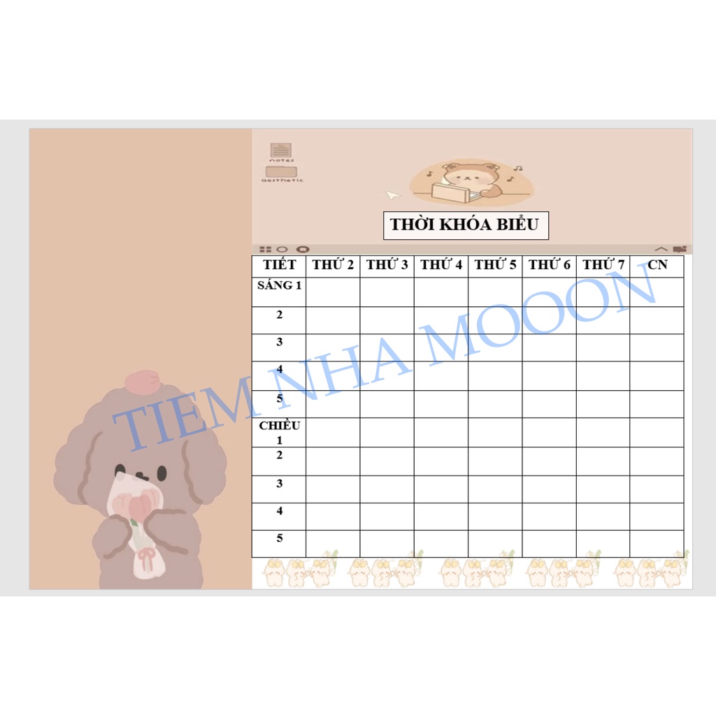 Thời khoá biểu hoạt hình nhiều mẫu