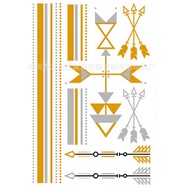 Hình xăm vàng bạc ánh kim, golden hoa văn dán tay, chân tham gia đi lễ hội, rave, music festival biển