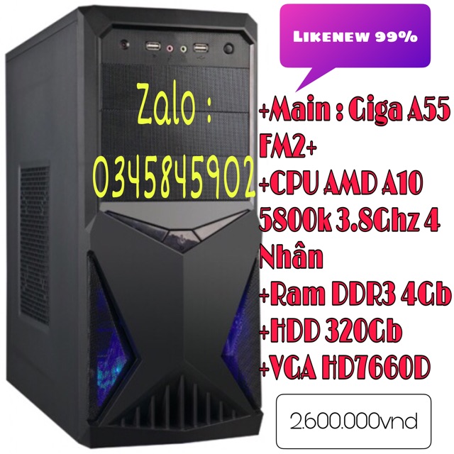 MÁY TÍNH CHƠI GAME CPU 3.8Ghz RAM 4Gb VGA HD7660D