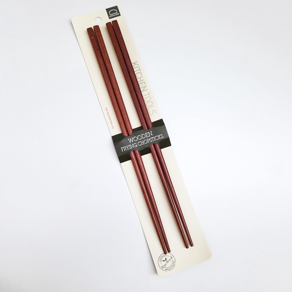 2 Đôi Đũa Dài Nấu Bếp Gỗ Rose Wood Lock&Lock F00093 33cm